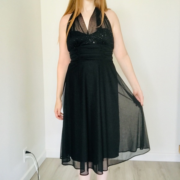 Connected Apparel Black Halter Dress, Size 10 - Picture 3 of 4